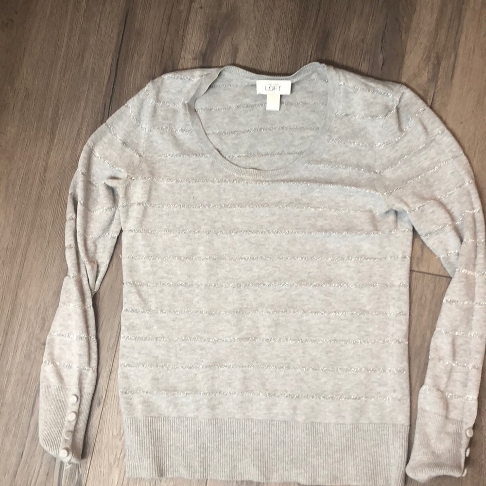 Ann Taylor LOFT grey and silver sweater